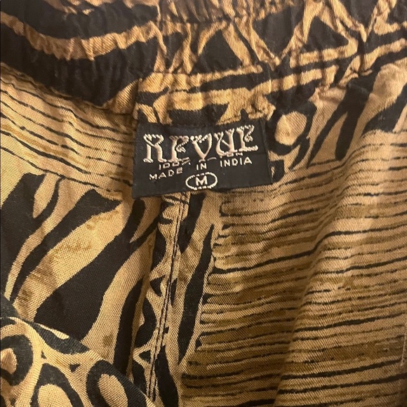 REVUE Patchwork Print Boho Palazzo Pants Women's M Brown Black - Picture 3 of 12